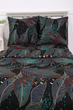 Комплект постельного белья Черное Зеленое полисатин