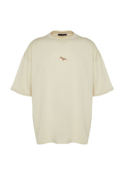 Tas Oversize/Genis Kesim Bisiklet Yaka K?sa Kol Dinozor Islemeli T-Shirt TMNSS23TS00243
