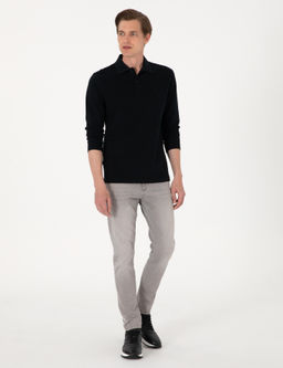 Siyah Slim Fit K_vr_lmaz Polo Yaka Basic Pike Sweatshirt - Pierre cardin фото 4