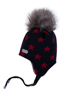 Шапка детская темносиняякрасные звезды