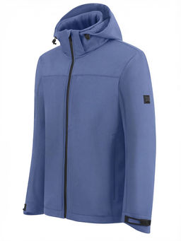 Ветровка мужская софтшелл виндстоппер с капюшоном спортивная синего цвета 9615_1S