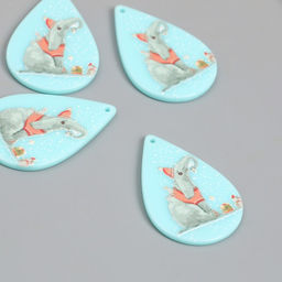 Цена за 4 шт. Декор для творчества акрил «Слон и мышка с кусочком торта», 0.2×2.6×3.9 см