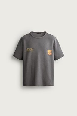 CAMISETA PUNTO ESTAMPADO LAVADO / Gris antracita - Zara фото 6