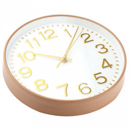 Часы настенные Вертум д24,4см, h4см, мягкий ход, циферблат белый; цифры арабские, золотой; корпус пластик, бежевый под дерево; в коробке (Китай) - Домашняя мода фото 2