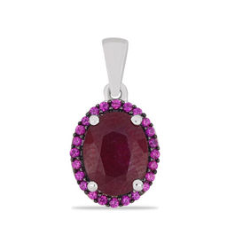 Подвеска, 1 рубин корунд овал 7х9 мм/2.64 ct , нанорубин, Джайв