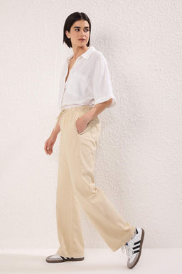 Tas Yuksek Bel Beli Lastikli Wide Leg Pantolon TWOSS25JE00304 - Trendyolmilla фото 2