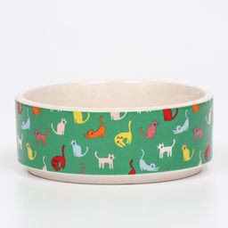 Миска керамическая Котэ 200 мл - 10.510.54 см, зелёная/белая - Пижон фото 3