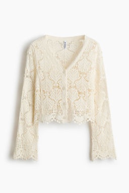 C?rdigan de algod?n efecto crochet