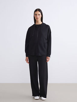 Kap??onlu Oversize Kad?n Fermuarl? Sweatshirt