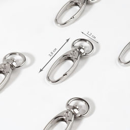 Цена за 100 шт. Карабин металлический, 38×12 мм/9×1.5 мм, цвет серебряный