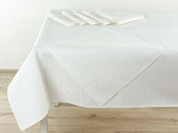 23С151-ШР/уп/ст 153*153 + 6 салф. 48*50 Комплект столовый "Катюша-2" цв. 0 рис. 91 Белый