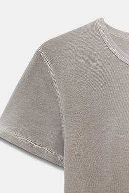 CAMISETA MANGA CORTA TEXTO / Gris - Zara фото 5