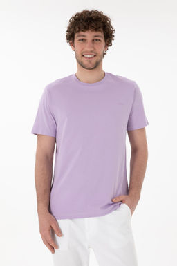 Erkek Regular Fit Bisiklet Yaka Lila Basic Ti__rt Sepette S_rpriz _ndirim
