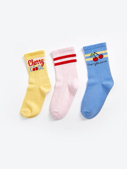 Desenli K?z ?ocuk Soket ?orap 3l?