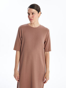 Bisiklet Yaka D?z K?sa Kollu Elbise