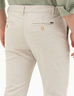 Bej Slim Fit Kanvas Pantolon