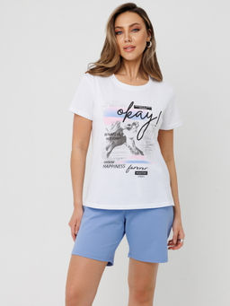 Костюм женский К-226 (кулирка/футер с лайкрой) Голубая