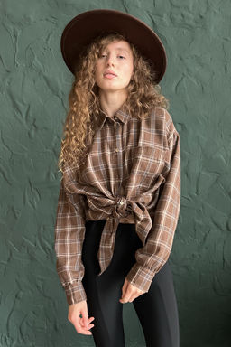 Рубашка женская HUG077/13/Коричневый, бежевый