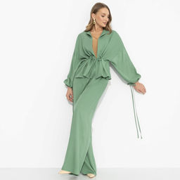 Брючный костюм из 100% вискозы, Серьезная леди (2 в 1, шалфей) - Charutti фото 6