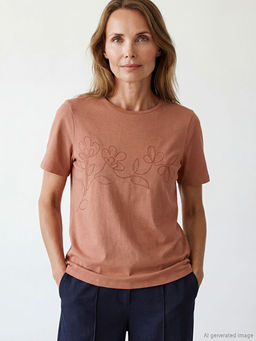 Bisiklet Yaka Nak??l? Kad?n Ti??rt