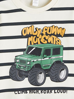 Araba Bask?l? Erkek ?ocuk Sweatshirt