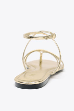 GOLD STRAPPY FLAT SANDALS - Zara фото 9