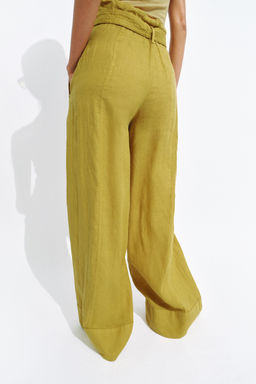 PANTAL?N LINO 100% ZW COLLECTION / Mostaza - Zara фото 3