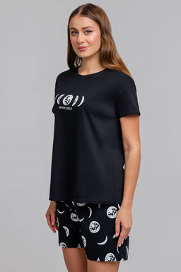 Арт. 9150 Пижама с шортами 42-50 (5 шт) Цвет:верх-черный,низ-черный