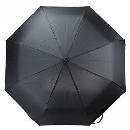 Зонт полуавтомат Моно плащевка, 8 лучей, д/купола 96см, 3 сложения, 30см в сложенном виде, механизм против ветра, обрезиненная ручка, черный, 345гр (Китай) - Домашняя мода фото 2