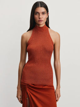 Топ халтер с вискозой и люрексом / Zarina  фото 3