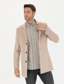 Bej Ekstra Slim Fit Y_n Kar___ml_ Ka_e Kaban