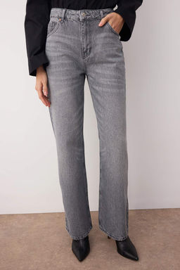 Gri Yuksek Bel Genis Paca Wide Leg Palazzo Jeans TWOAW26JE00066 - Trendyolmilla фото 3