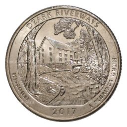 Монета 25 центов 2017 года P Национальные парки №38 Водные пути Озарк