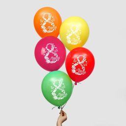 Воздушные шары латексные 12 8 Марта, 5 шт. - Страна карнавалия фото 2