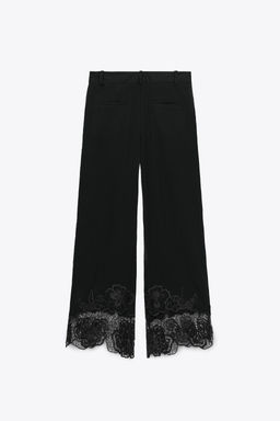 EMBROIDERED HEM CULOTTE TROUSERS - Zara фото 13