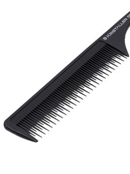 Kristaller Профессиональный гребень для волос с ручкой 8612, карбон, черный, 24 см фото 4