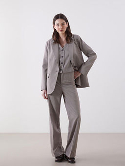 Standart Fit Ekose Kad?n Pantolon