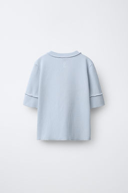 CAMISETA OVERLOCK BOTONES / Azul claro - Zara фото 3