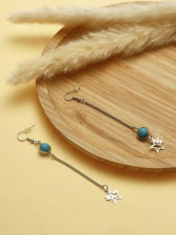 Серьги под натуральный камень «Звёзды» бирюза, голубые в серебре