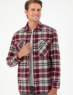 Рубашка oversize бордовая длинный рукав