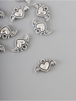 Цена за 2 шт. Декор для творчества металл «Сердце-чертёнок», серебро, набор 10 шт., 1.1×1.8×0.2 см