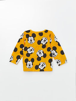 Bisiklet Yaka Uzun Kollu Mickey Mouse Bask?l? Erkek Bebek Pijama ?st - Waikiki фото 2