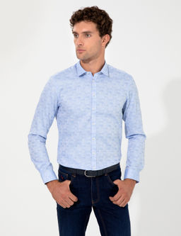 Синяя зауженная рубашка с длинным рукавом - Cacharel фото 3