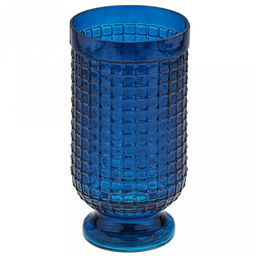 Ваза для цветов стеклянная "Маркуль-3" 1,25л, д11см, h21,5см, малая, текстурная, "Скандик", лазурный (Россия)