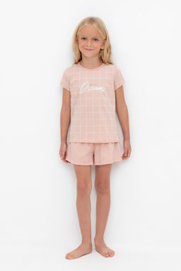 К 1642/дымчатая роза,двойная клетка пижама дет