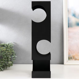 Фигурка металл, держатель для бутылок «Геометрия», чёрный, 10×10×40 см