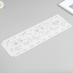 Пластиковый трафарет для творчества бордюрный Арт Узор. Автомобили, шаблон, 40?12 см