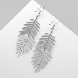 Серьги висячие Лёгкость листва, цвет серебро