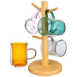 НАБОР ИЗ 4-Х КРУЖЕК DOUBLE-WALL 250 МЛ. ДИА=7,5 СМ. В=10,5 СМ. НА ПОДСТАВКЕ