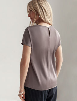 Блузка Vilatte D29.276 сатин кофейный  фото 4